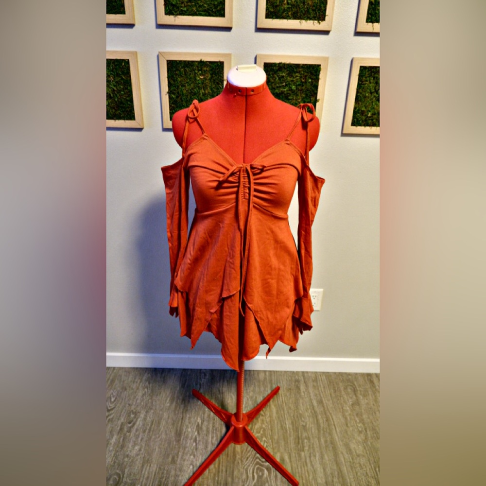 Rust Orange Off-Shoulder Dress
